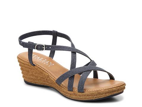 Italian Shoemakers Strappy Fabric Wedge Sandal | DSW