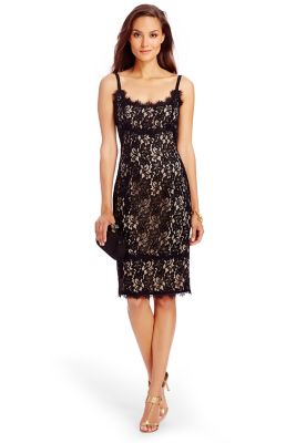 DVF Olivia Lace Dress in in Black/ Nude