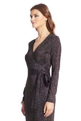 Metallic Knit Wrap Dress