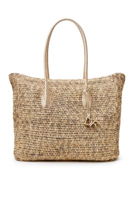 Voyage Raffia and Leather Large Box Tote | Landing Pages by DVF