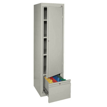Four Shelf Slim Storage Cabinet With File Drawer B34702 And More