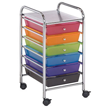 Six Drawer Multi Colored Plastic Storage Cart V21873 And More