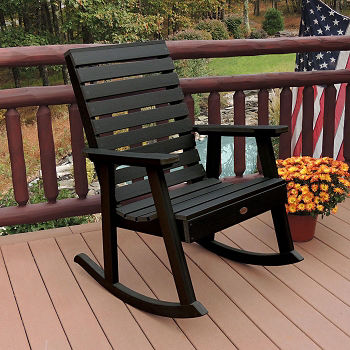 Synthetic Wood Horizontal Slat Outdoor Rocking Chair F10010 And