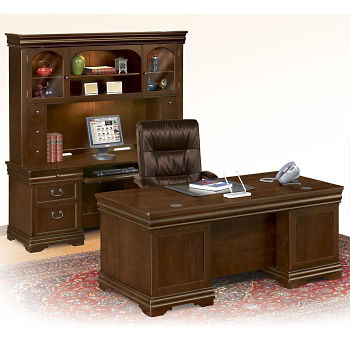 Traditional Executive Desk Credenza And Hutch Set D35202 And