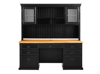 Distressed Black With Oak Top Desk With Hutch 69w D37775 And