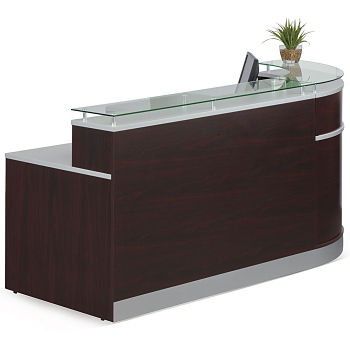 Esquire Glass Top Reception Desk With Ada Return 95w X 64d