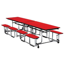 Fold And Roll Split Bench Table With Chrome Frame 30 W X 144 L