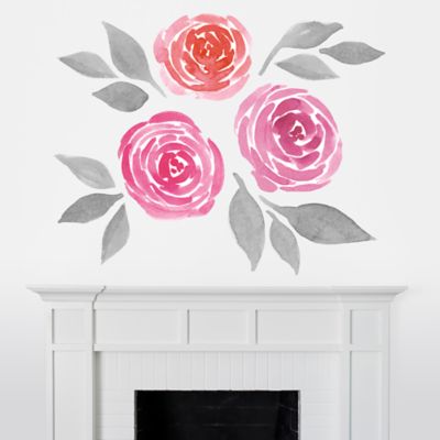 Watercolor Roses Wall Decal Shop Fathead® for Oversized Nature Decor