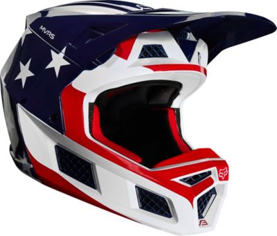 V3 PREY HELMET, ECE [WHT/RD/BLU] S | Fox Racing - SE