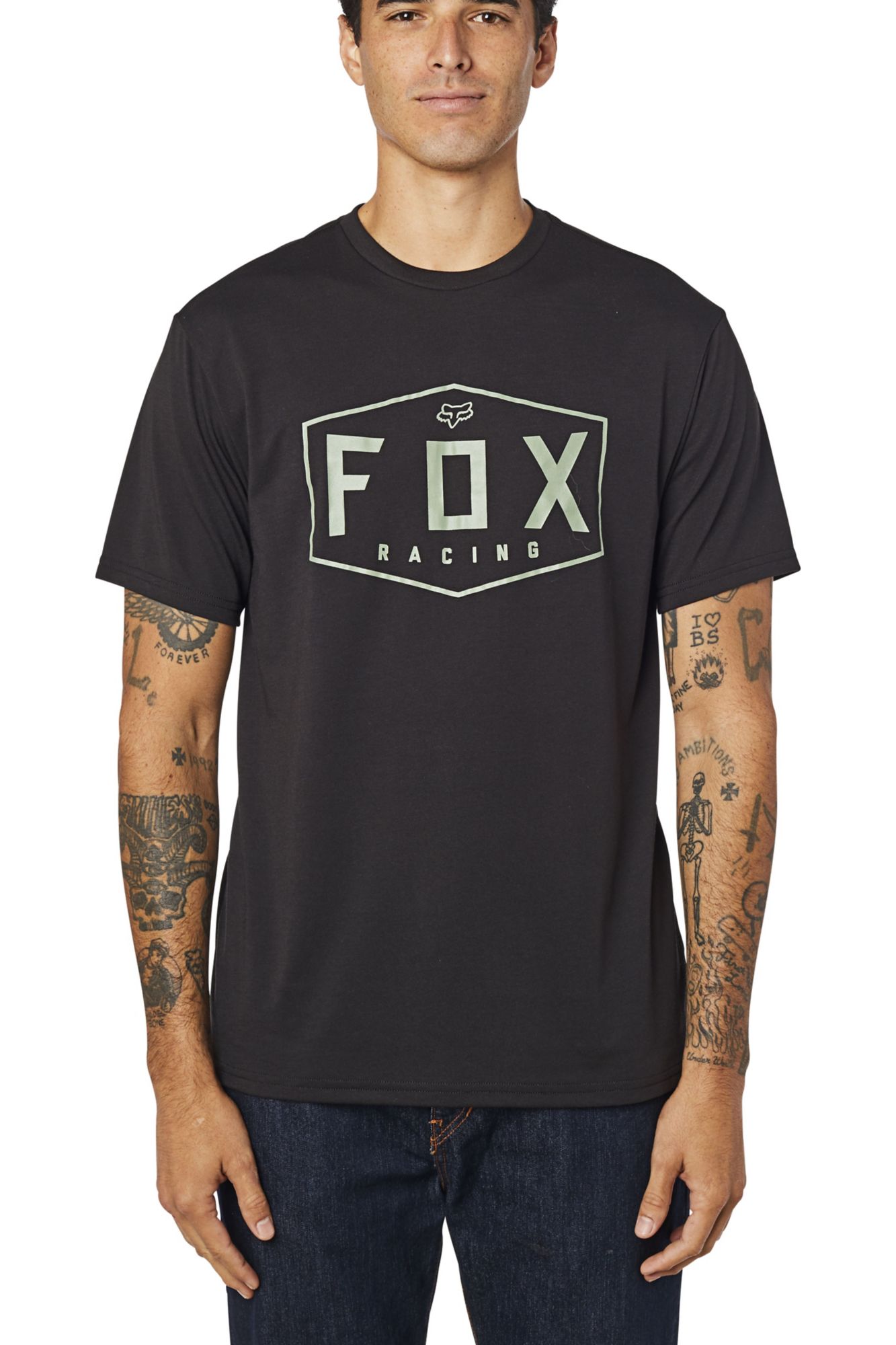 CREST SS TECH TEE [BLK/GRN] S