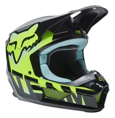 Casco cross bambino Fox Racing V1 Trice turchese blu â € Attrezzatura per  moto