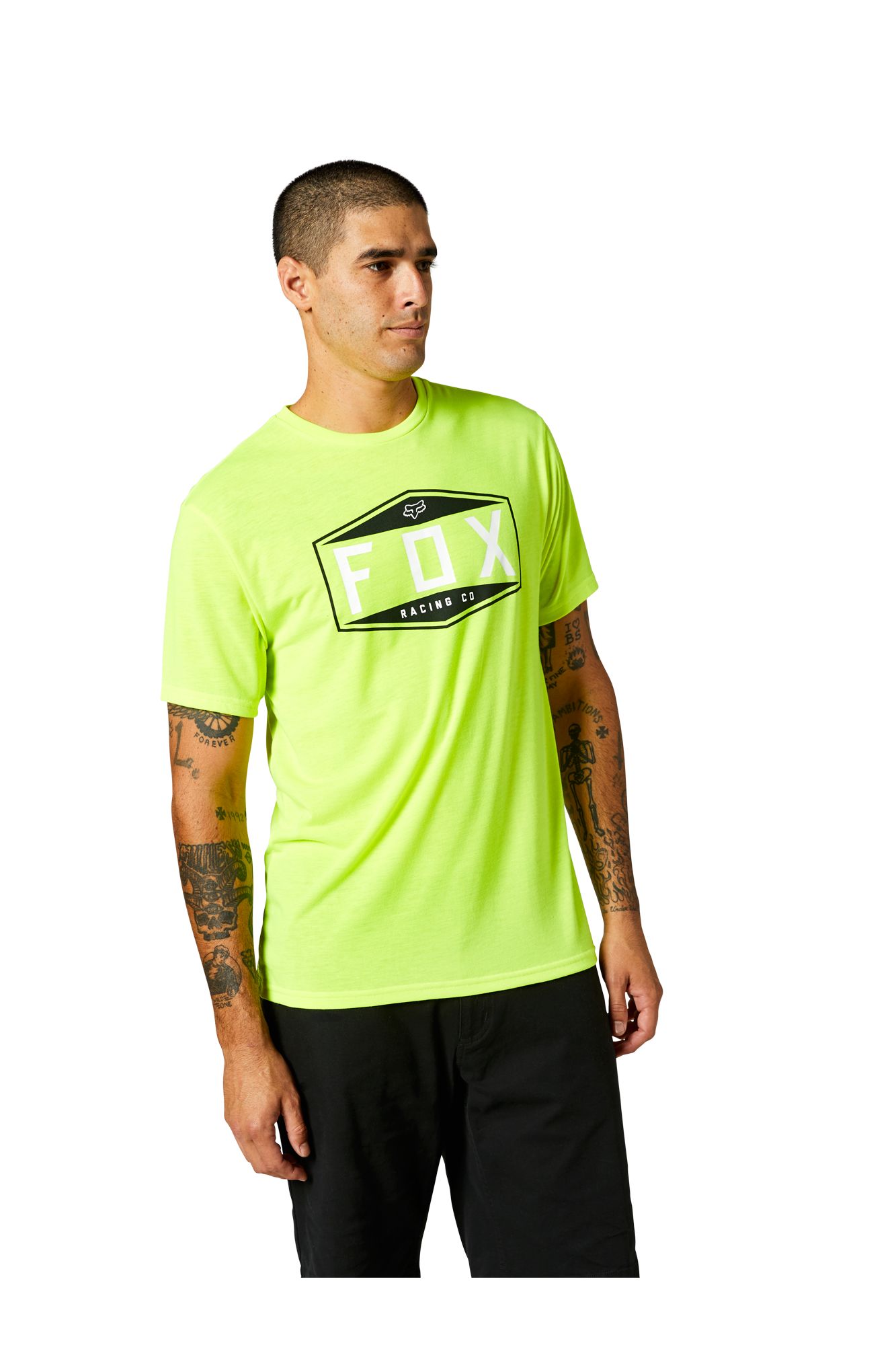 EMBLEM SS TECH TEE [FLO YLW] S