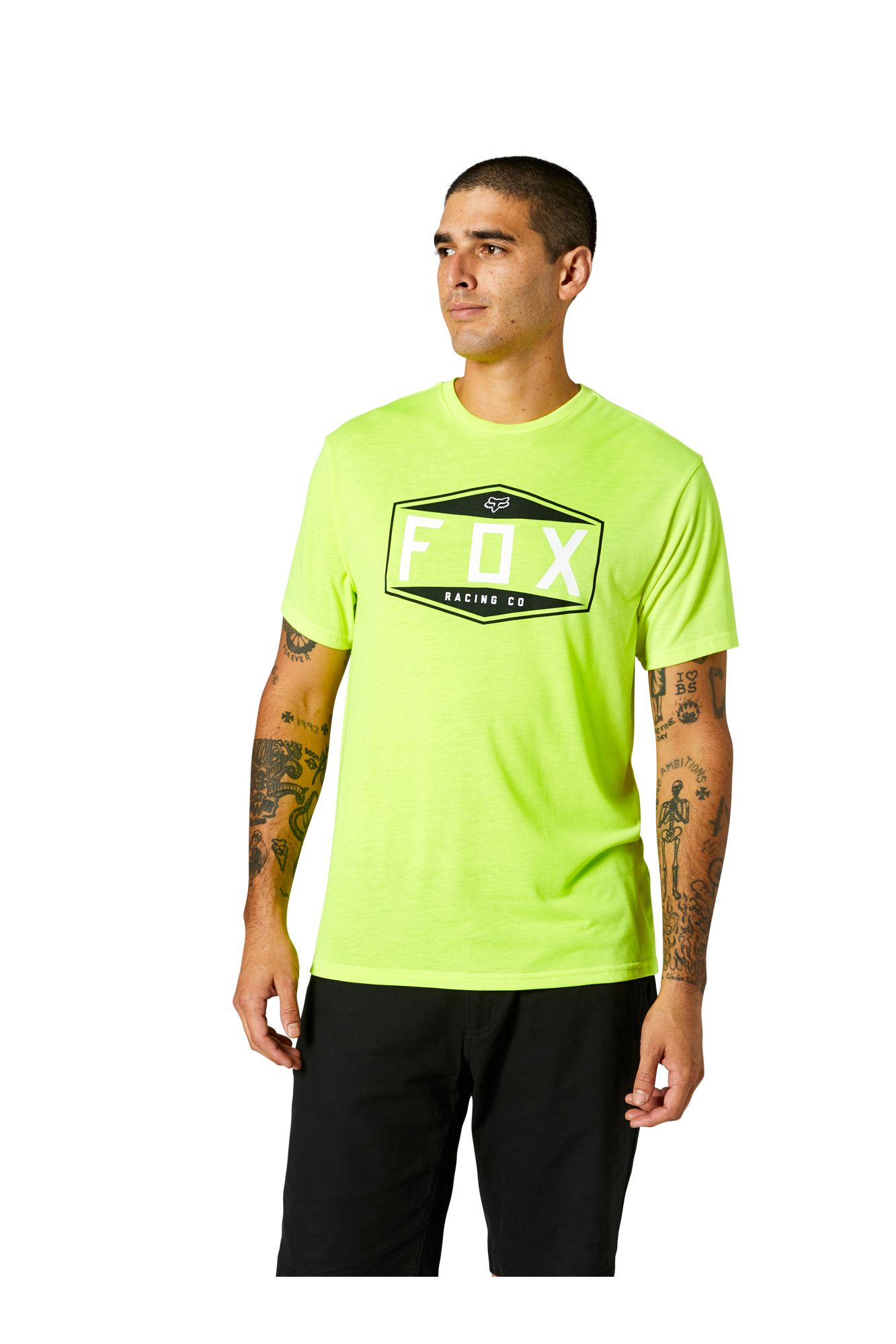 EMBLEM SS TECH TEE [FLO YLW] S