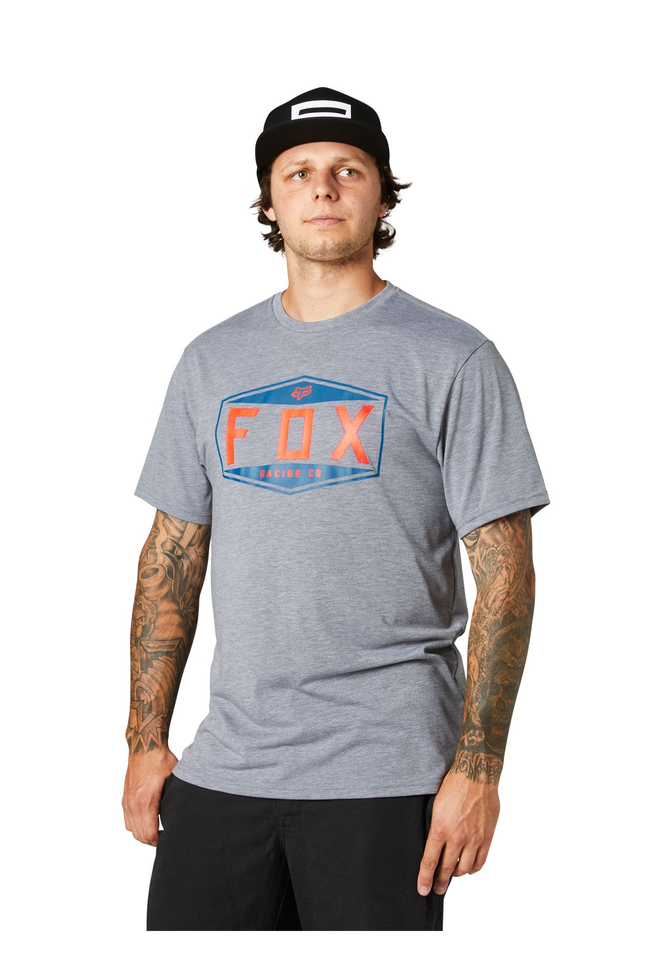 EMBLEM SS TECH TEE [HTR GRAPH] S