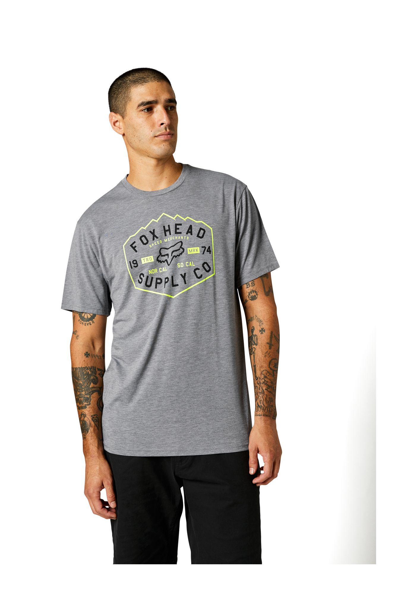 BACKBONE SS TECH TEE [HTR GRAPH] S