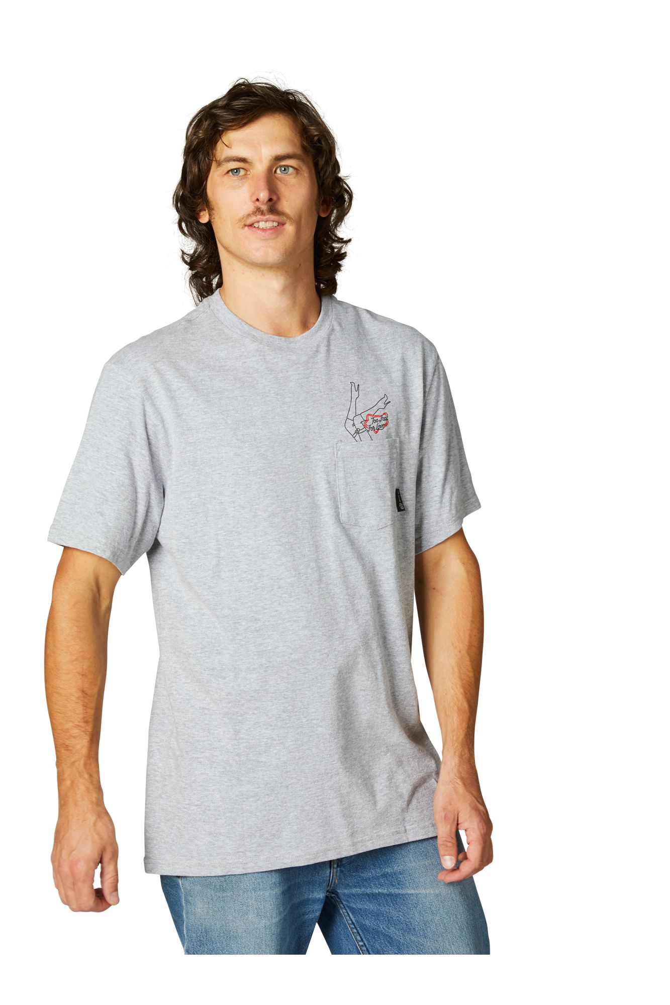 FAST LANE SS POCKET TEE [LT HTR GRY] S