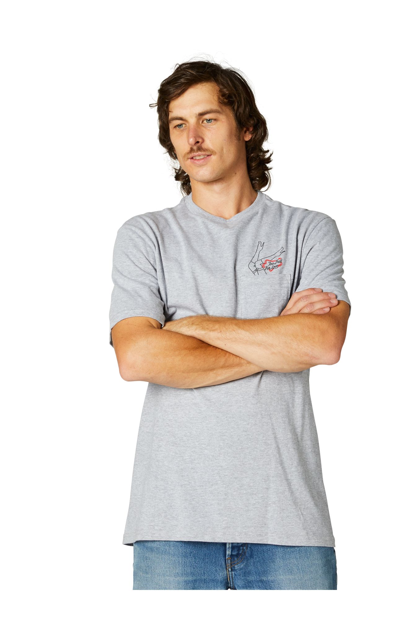 FAST LANE SS POCKET TEE [LT HTR GRY] S