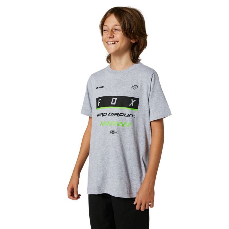 YOUTH PC BLOCK  SS TEE [LT HTR GRY] YS | Fox Racing - SE