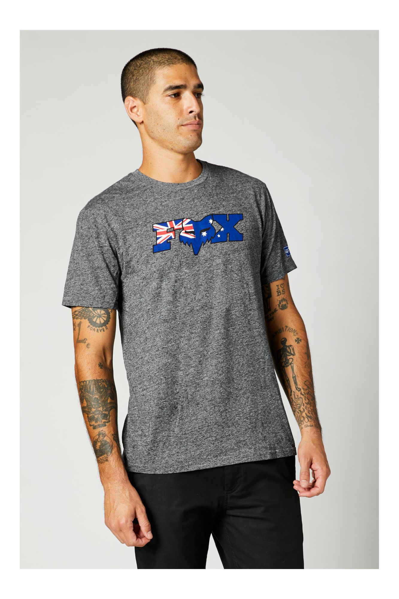 AU FLAG SS PREMIUM TEE [HTR GRAPH] S