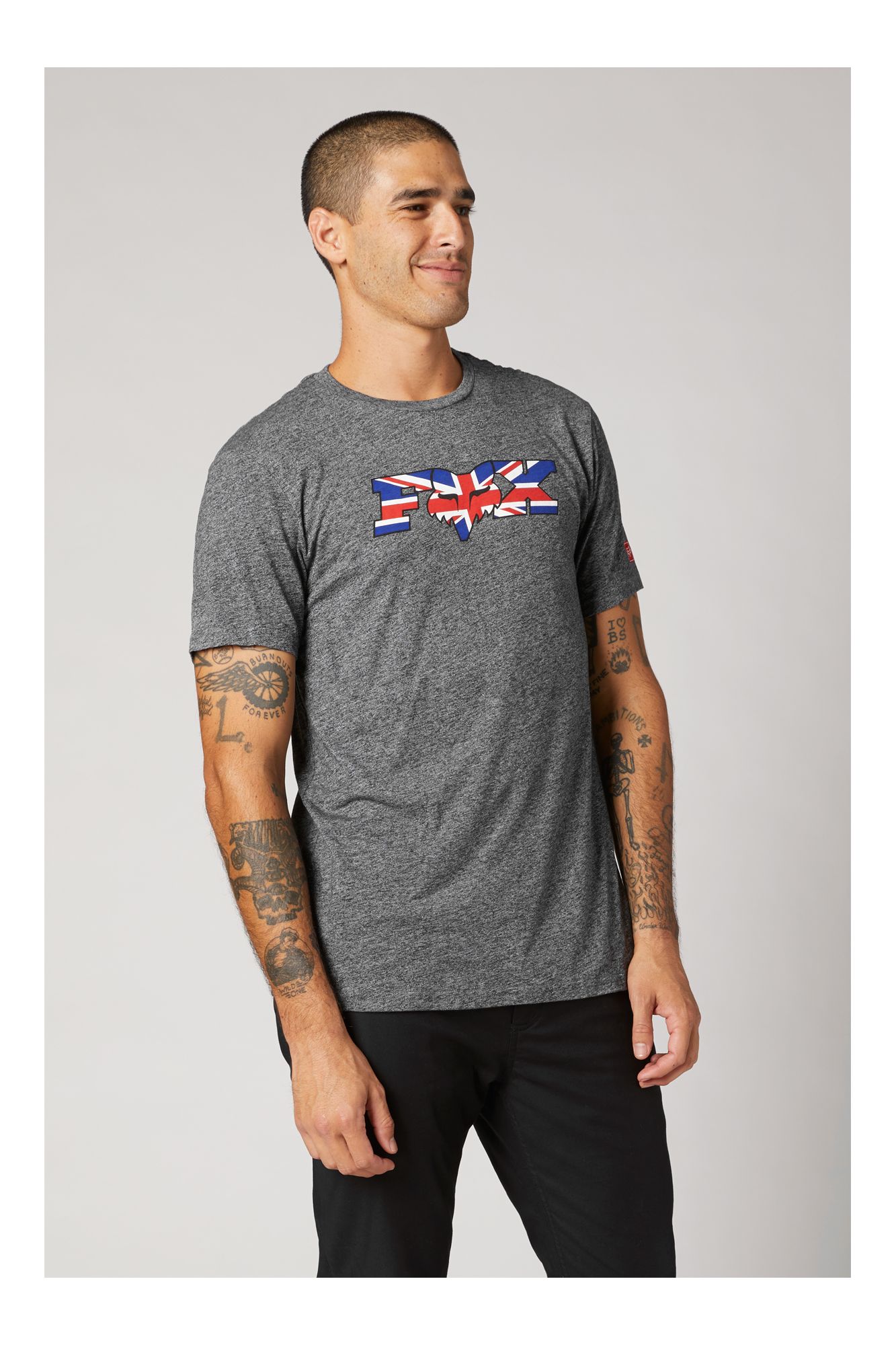 UK FLAG SS PREMIUM TEE [HTR GRAPH] S