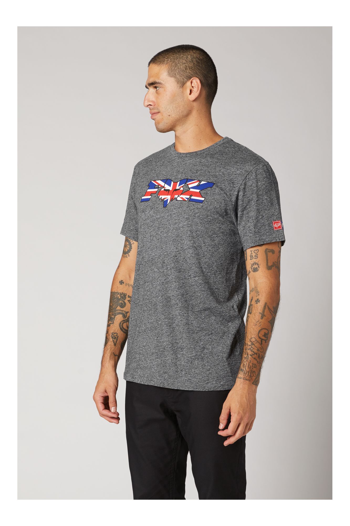 UK FLAG SS PREMIUM TEE [HTR GRAPH] S