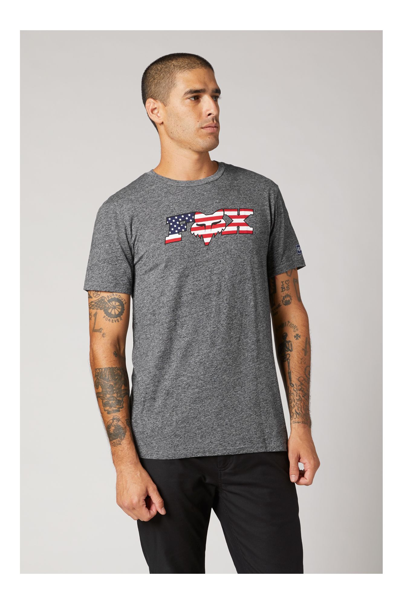 USA FLAG SS PREMIUM TEE [HTR GRAPH] S