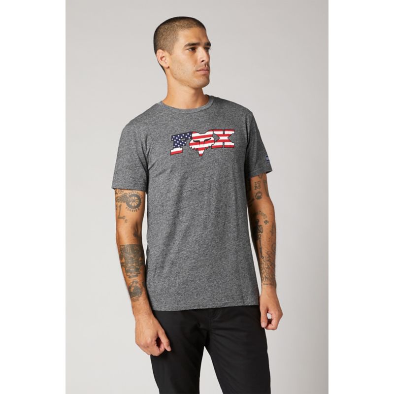 USA FLAG SS PREMIUM TEE [HTR GRAPH] S | Fox Racing - Reino Unido