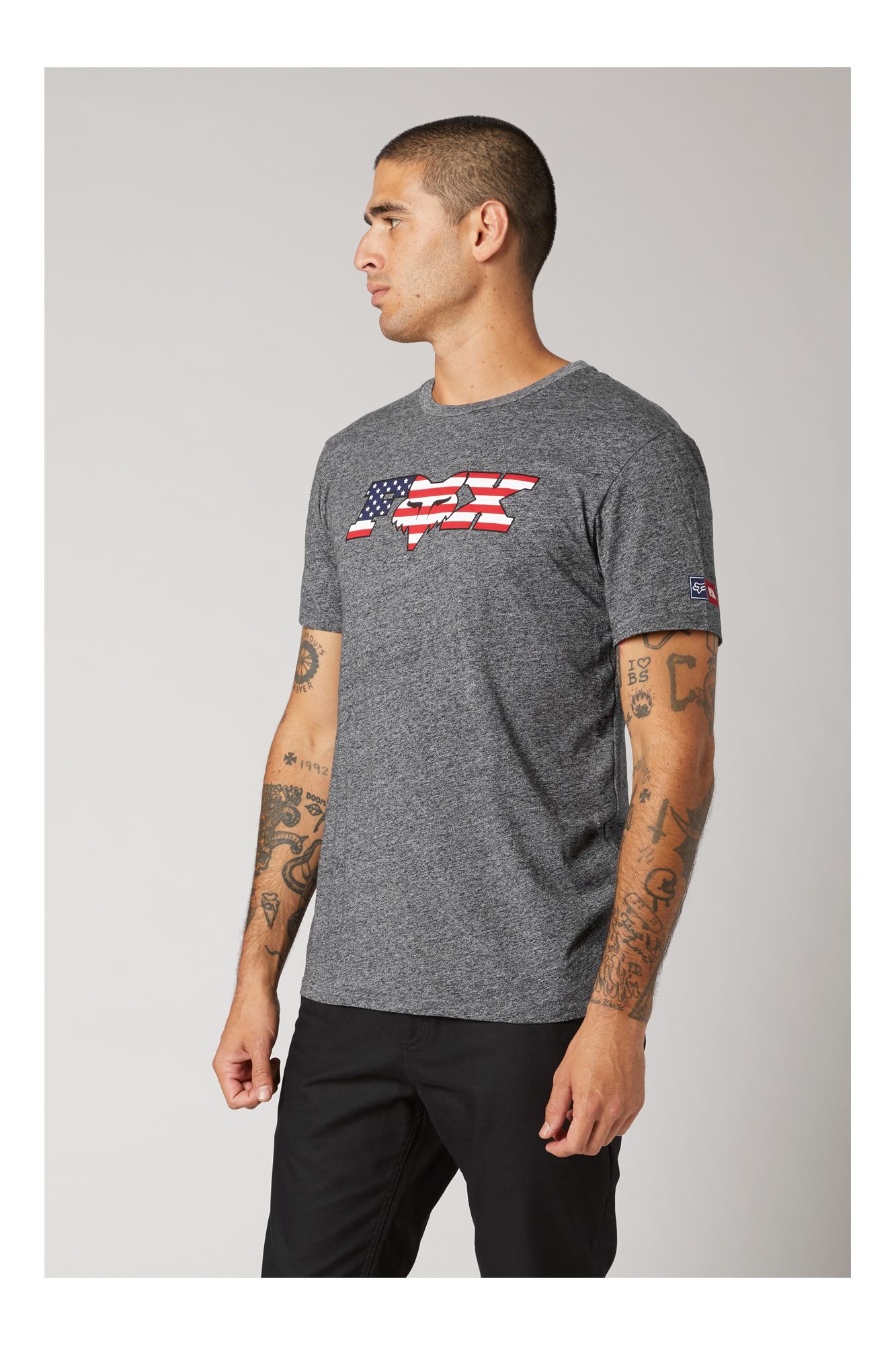 USA FLAG SS PREMIUM TEE [HTR GRAPH] S