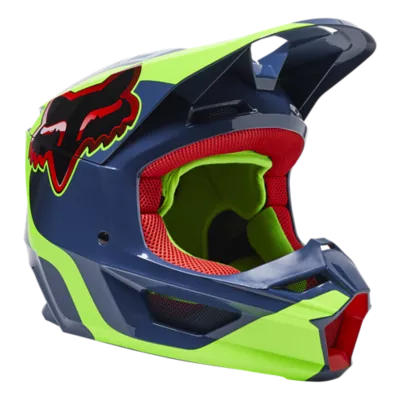 Fox V1Oktiv Kinder Motocross Helm, blau-neongelb