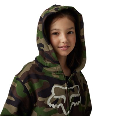 Youth Motocross Hoodie Fox Camo Pack Fleece Zip Youth Black/Camo