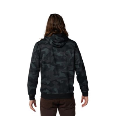 Fox Angler-Pullover Hoodie – Schwarz/camo, 310 Gsm, Mit Microfleece-Kapuze, 80% Baumwolle, 20% Polyester