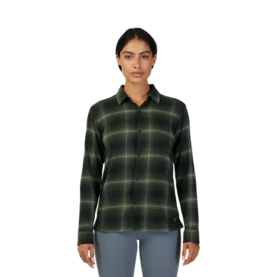 Ladies' Organic Cotton Flannel Stand Collar Long Sleeves Shirt