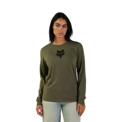 Fox Racing Head Long Sleeve Womens Top-Olive Green-X-Small