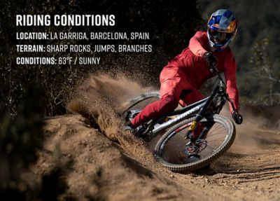 List of the mountain bike riding condition Loic Bruni rode in during the video