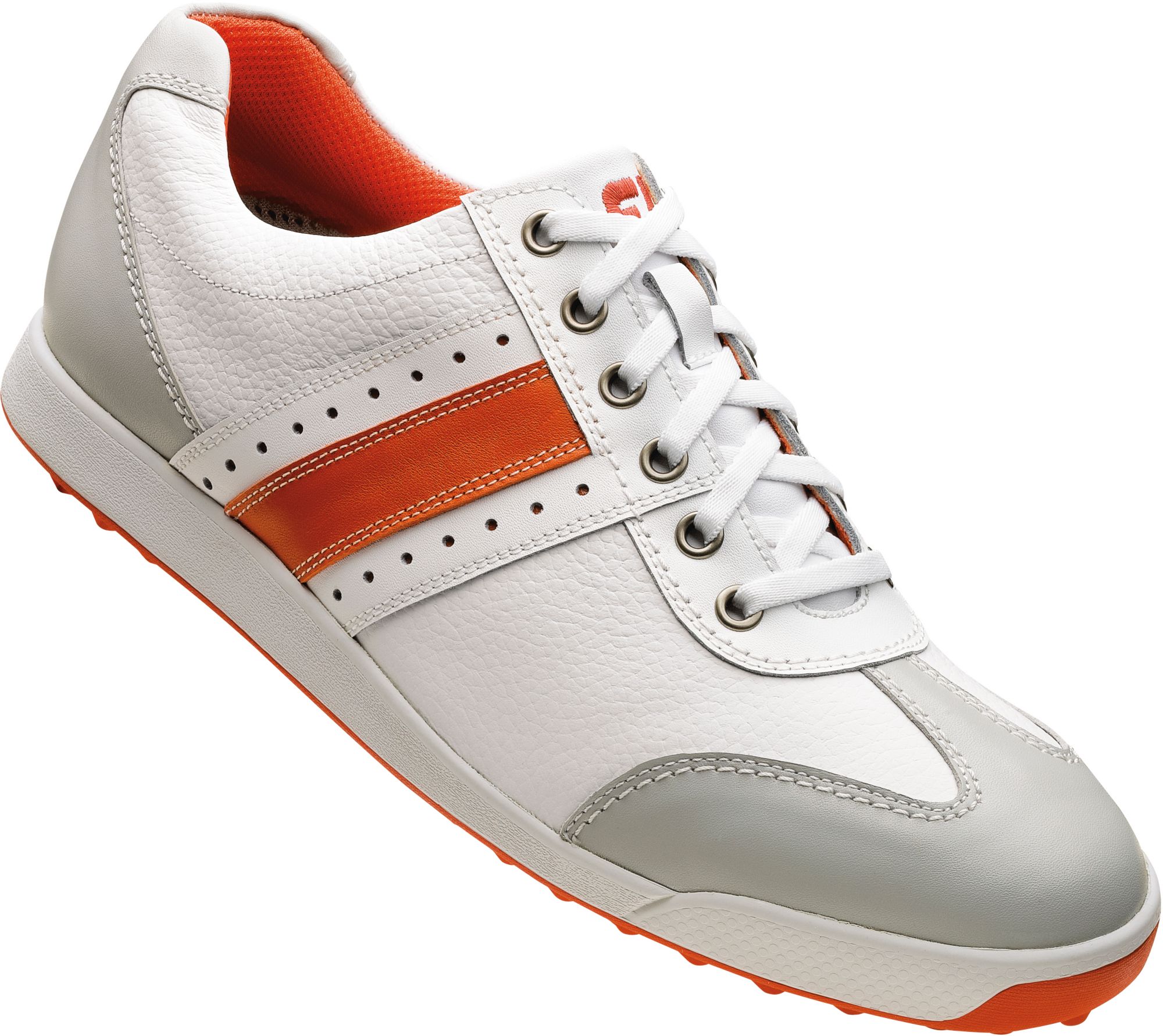 Footjoy Men’s Contour Casual Golf Shoe White Smooth/orange Smooth