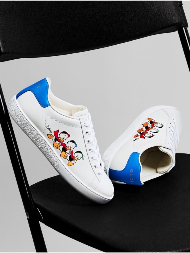 GUCCI SNEAKERS MENS LEATHER DISNEY ACE HUEY DEWEY LOUIE LOGO SHOES