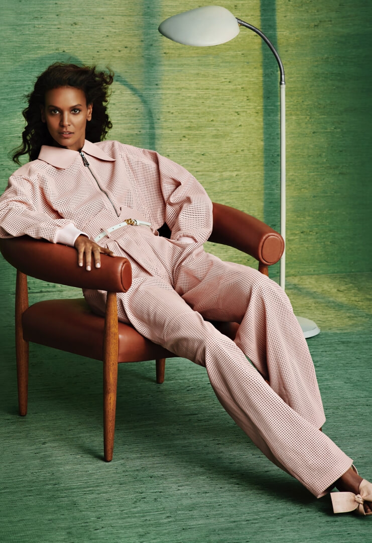 Perforated Leather Jacket. Perforated Leather Pant. Karligraphy FFreedom Heel.