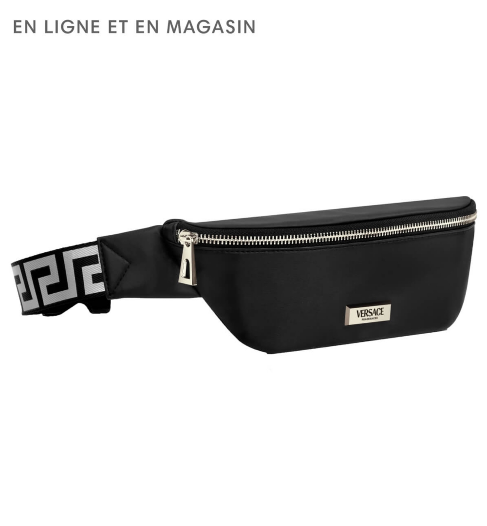 Sac bandoulière argenté avec bandoulière imprimée Versace