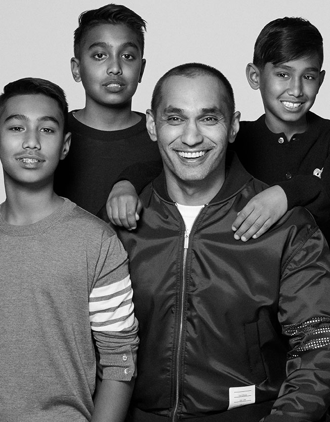 Holt Renfrew image of Arif Dhirani, VP, Financial Planning & Analysis And Business Control, with his sons