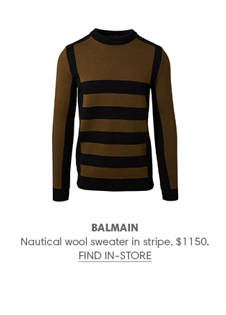 Holt Renfrew image of BALMAIN Nautical wool sweater in stripe. $1150. FIND IN-STORE