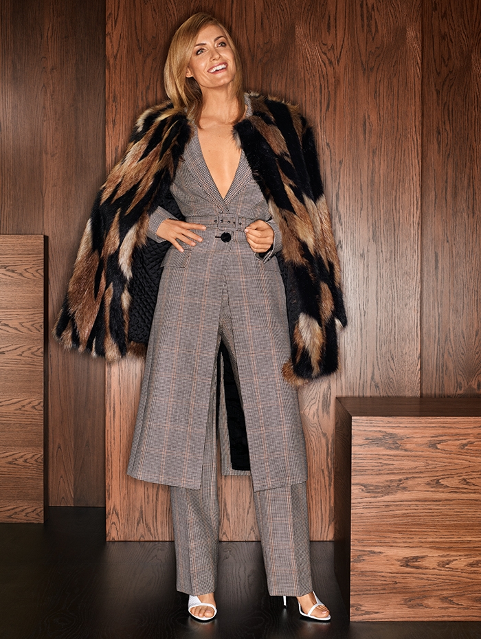 Holt Renfrew Image of GIVENCHY Faux fur coat in black and camel. $4375.