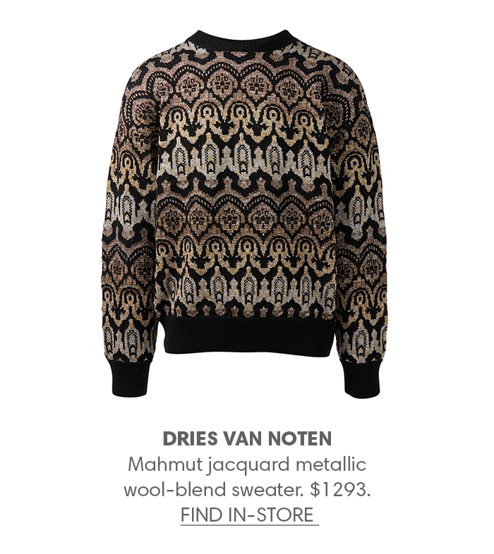 Holt Renfrew image of DRIES VAN NOTEN Mahmut jacquard metallic wool-blend sweater. $1293. FIND IN-STORE