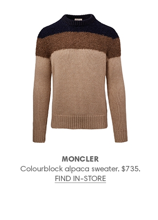 Holt Renfrew image of MONCLER Colourblock alpaca sweater. $735. FIND IN-STORE