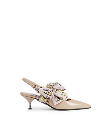 Holt Renfrew image of PRADA Patent Leather Slingback Pumps With Bow. $965. SHOP NOW