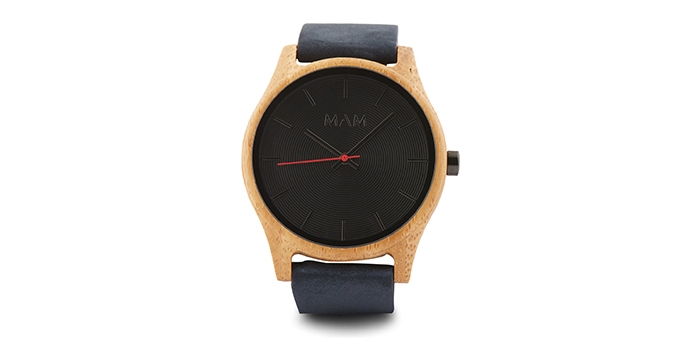 Holt Renfrew image of MAM ORIGINALS. Certified bamboo Quail leather strap watch. $135. SHOP MAM ORIGINALS