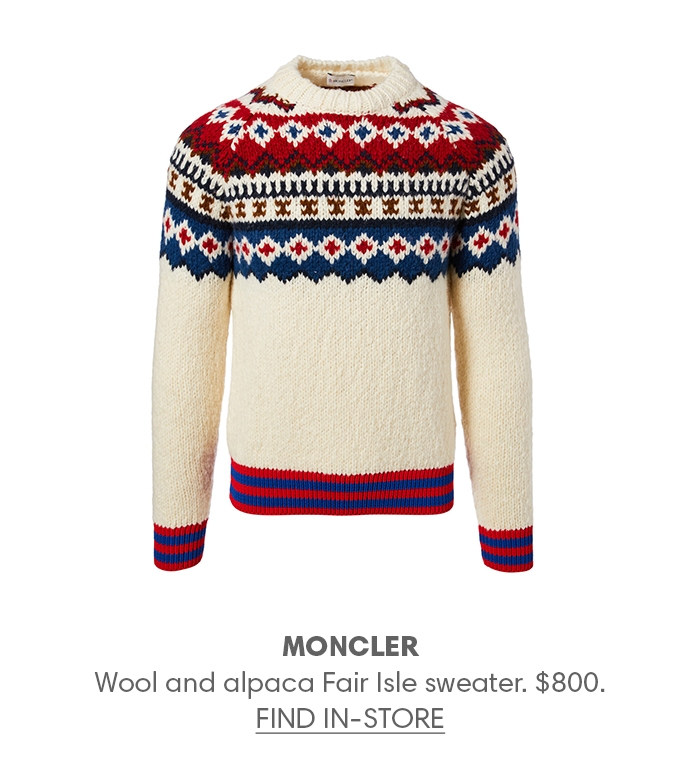 Holt Renfrew image of MONCLER Wool and alpaca Fair Isle sweater. $800. FIND IN-STORE