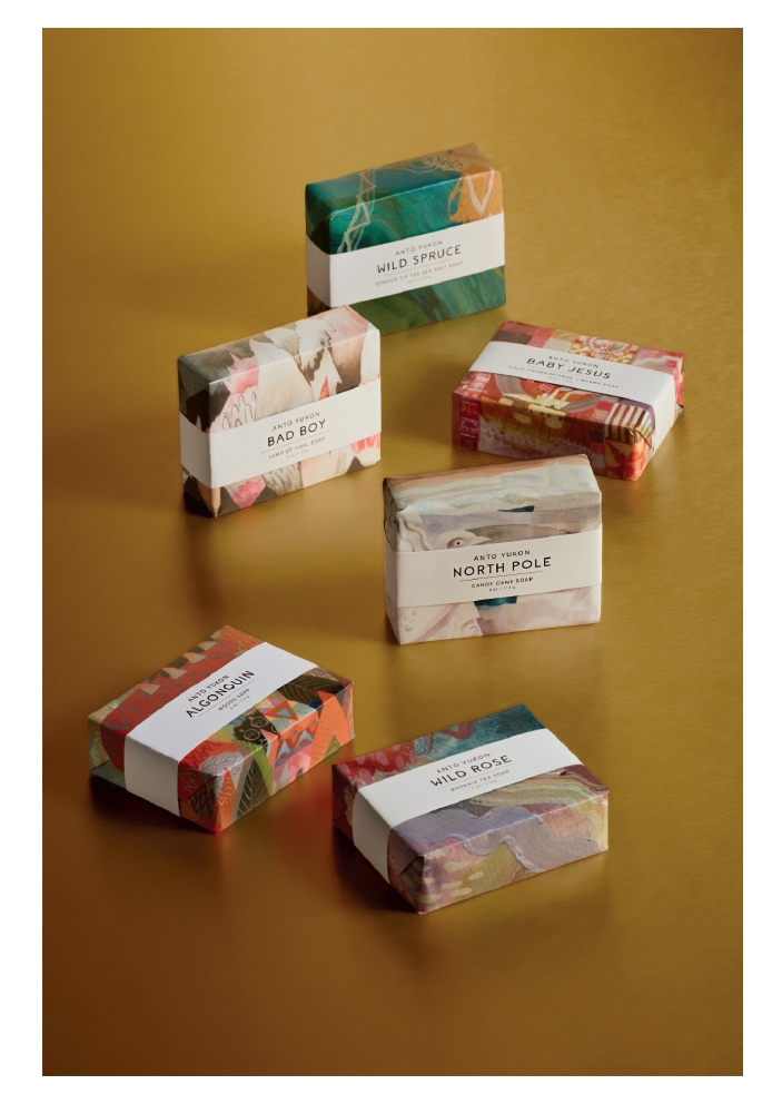 Holt Renfrew image of ANTO YUKON. Bar soap crafted in the Yukon from 100% natural ingredients. Available in 9 scents. $10 each. SHOP ANTO YUKON