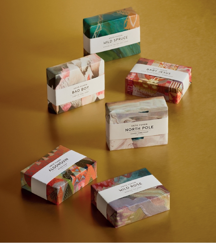 Holt Renfrew image of ANTO YUKON. Bar soap crafted in the Yukon from 100% natural ingredients. Available in 9 scents. $10 each. SHOP ANTO YUKON
