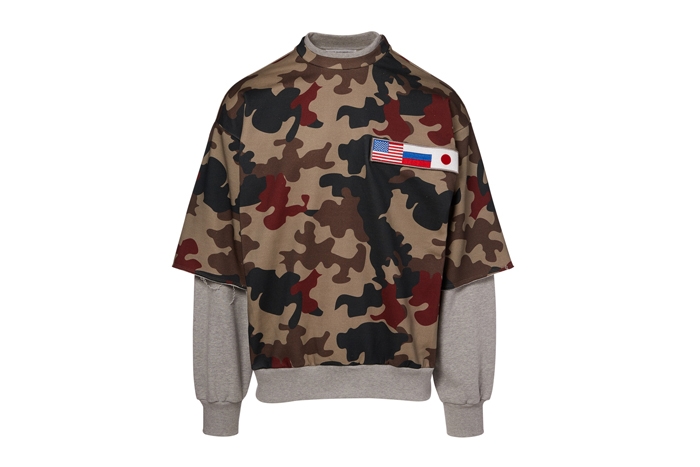 Holt Renfrew image of GOSHA RUBCHINSKIY Layered Sweatshirt In Camo Print. $235. FIND IN-STORE