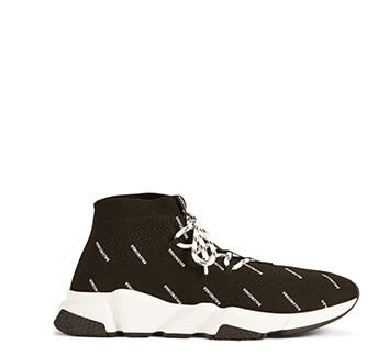 Holt Renfrew image of BALENCIAGA Speed Lace-Up Sock Sneakers In Logo Print. $1070. SHOP NOW